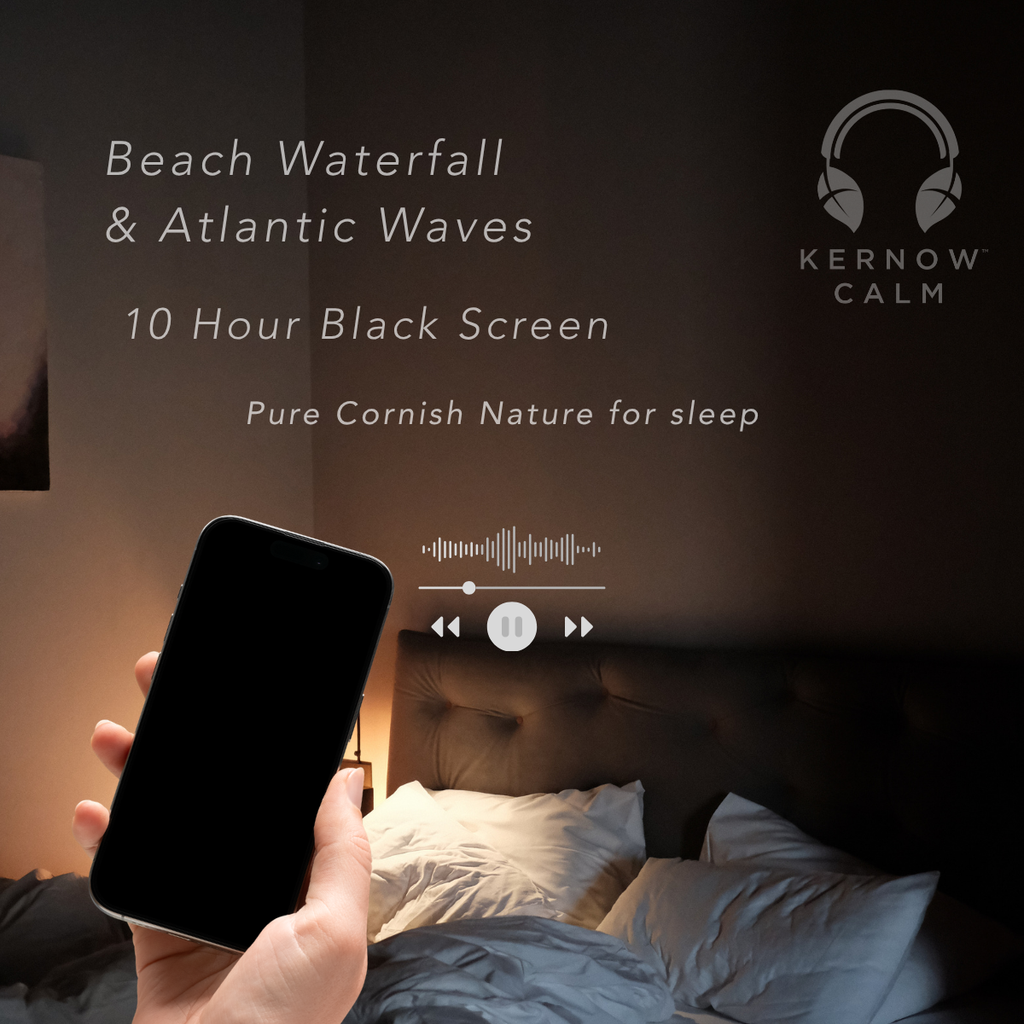 Kernow Calm Beach Waterfall & Atlantic Waves | 10 Hour Black Screen