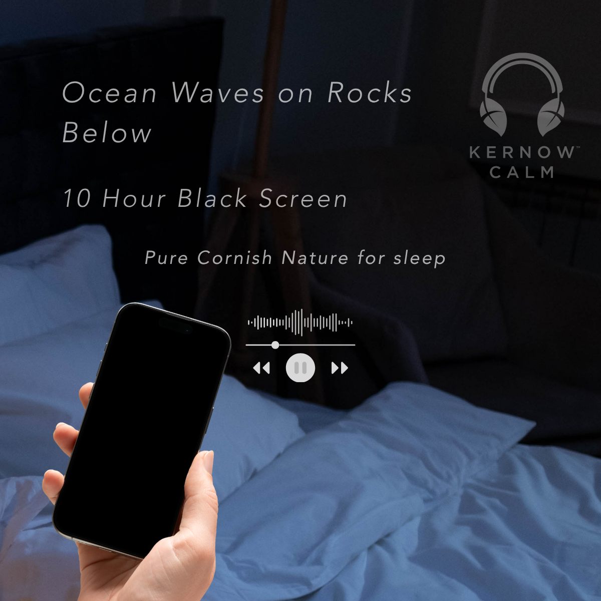 Kernow Calm Atlantic Ocean Waves on Rocks | 10 Hour Black Screen