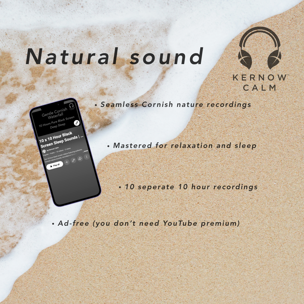 Phone showing Paired Ad-Free YouTube Paired Sleep Sound Playlist of 10 x 10 hour black screen sleep sounds